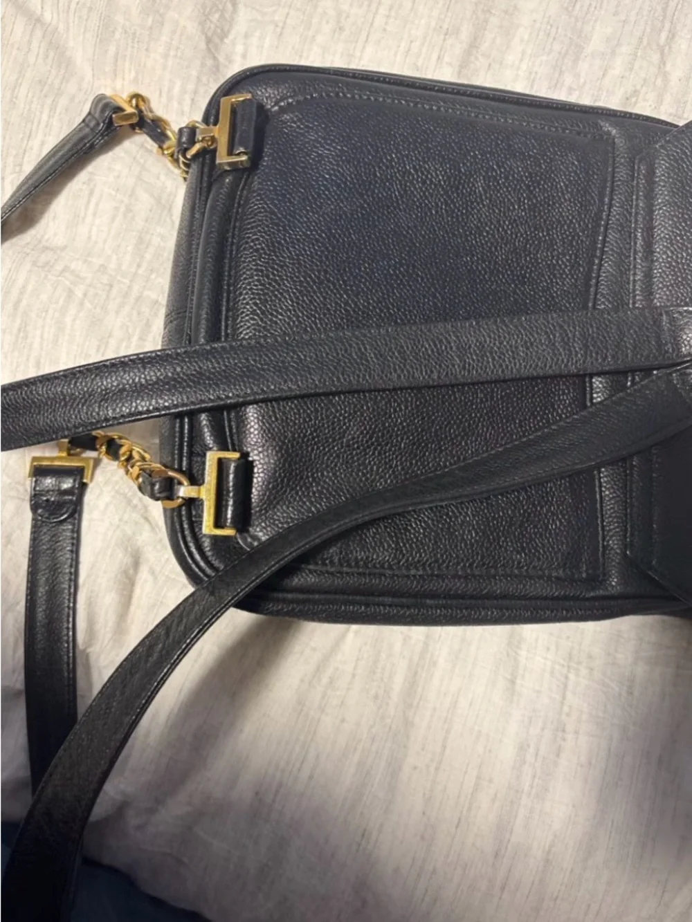 Authentic Chanel Black Caviar Leather Backpack with Gold CC Twist Lock
